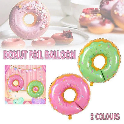 Donut Foil Balloon 75Cm Pink Green Spinkles Party Food Helium Quality Decoration - Green.