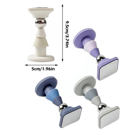 Silicone Silent Door Stopper with Suction Base and Secure Hold Catch Design - Grey.