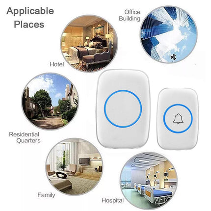 Wireless Doorbell Kit Home Call Button Remote Control White Waterproof Chime.