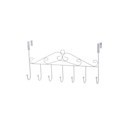 7-Hooks For Bedroom Over The Door Hanger Clothes Storage Towel Iron Hanging Rack - Black.