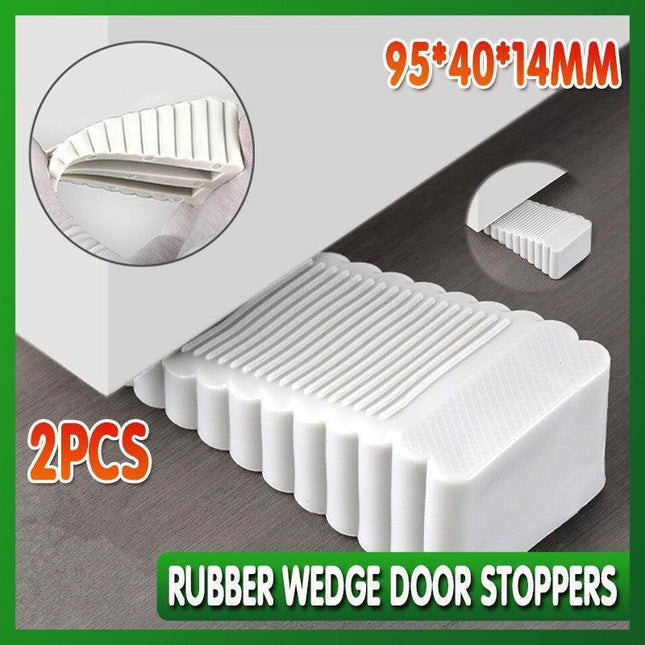 2Pcs Thick Rubber Wedge Door Stoppers Floor Carpet Heavy Duty Door Stop Security.