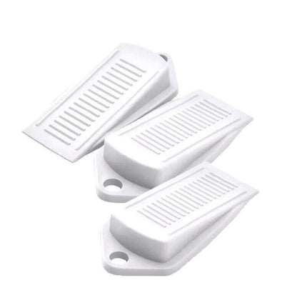 3Pcs Thick Rubber Wedge Door Stoppers Floor Carpet Heavy Duty Door Stop Security - Grey.
