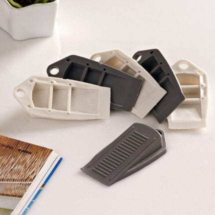 3Pcs Thick Rubber Wedge Door Stoppers Floor Carpet Heavy Duty Door Stop Security - White.