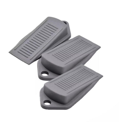 3Pcs Thick Rubber Wedge Door Stoppers Floor Carpet Heavy Duty Door Stop Security - White.