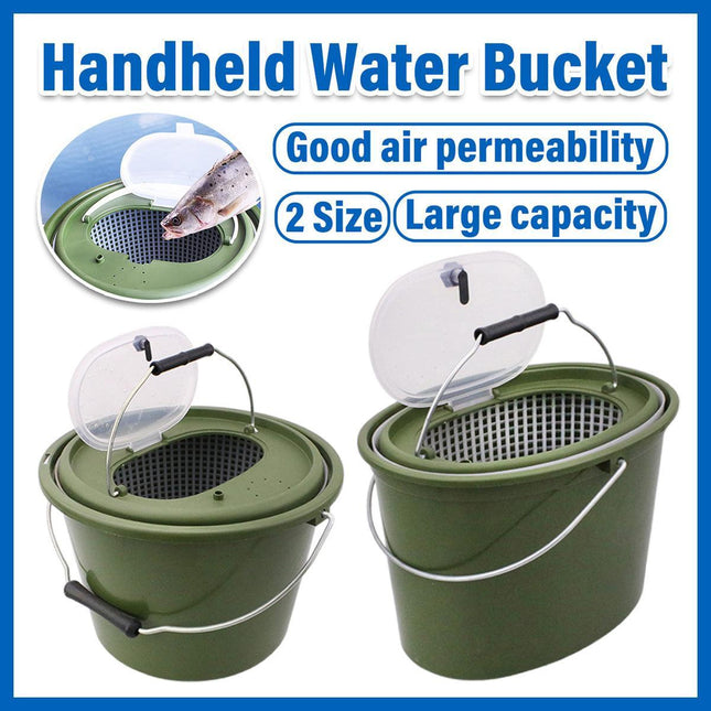 Portable Double Live Fish Bucket Breathable Fish Storage Container for Fishing - S.
