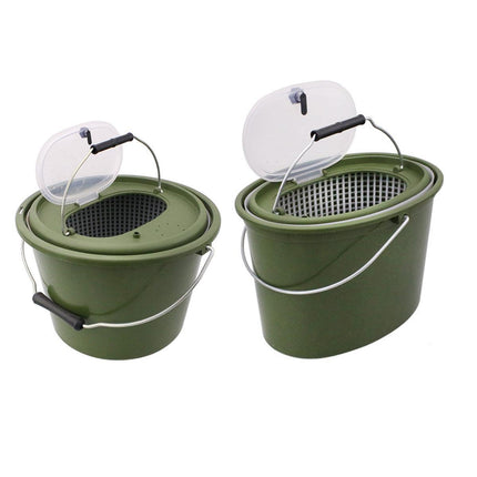 Portable Double Live Fish Bucket Breathable Fish Storage Container for Fishing - S.