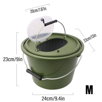 Portable Double Live Fish Bucket Breathable Fish Storage Container for Fishing - S.