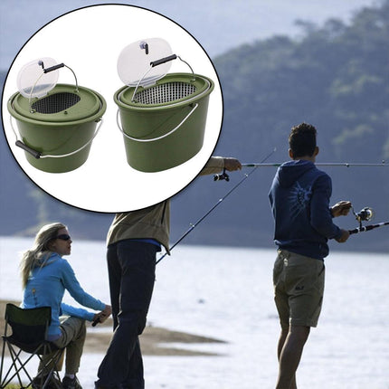 Portable Double Live Fish Bucket Breathable Fish Storage Container for Fishing - S.