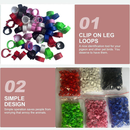 100X 001-100 Digital Numbered Bird Leg Band Rings Clip For Pigeon Parrot Poultry - Dark Blue.