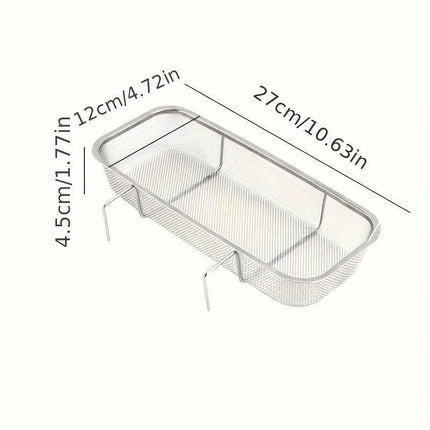 Stainless Steel Sink Drainer Basket Rack for Kitchen Dish Drying and Storage.