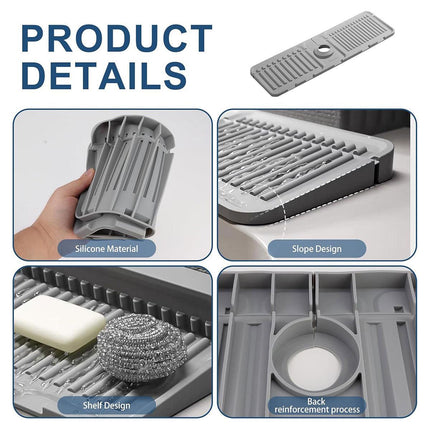 Faucet Draining Pad Narrow Sink Splash Guard Mat for Washbasin Water Catcher - Green.