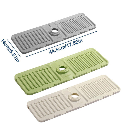 Faucet Draining Pad Narrow Sink Splash Guard Mat for Washbasin Water Catcher - Grey.