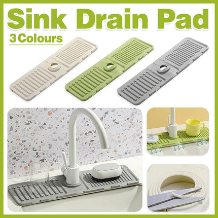 Faucet Draining Pad Narrow Sink Splash Guard Mat for Washbasin Water Catcher - White.