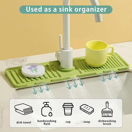 Faucet Draining Pad Narrow Sink Splash Guard Mat for Washbasin Water Catcher - White.