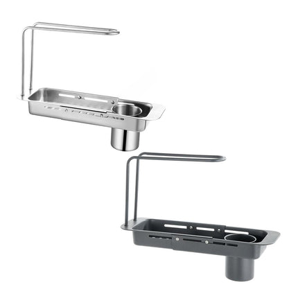Retractable Kitchen Sink Draining Rack Water Filter Basket Storage Shelf Home - Grey.