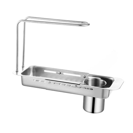 Retractable Kitchen Sink Draining Rack Water Filter Basket Storage Shelf Home - Grey.