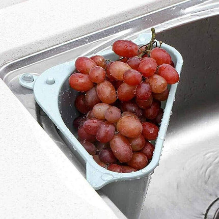 Triangle Sink Kitchen Storage Drain Basket Rack Shelf Holder Strainer Organizer - Beige.