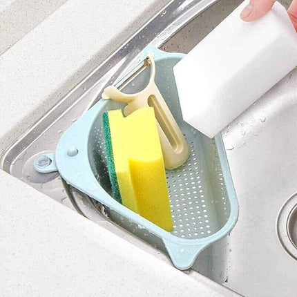 Triangle Sink Kitchen Storage Drain Basket Rack Shelf Holder Strainer Organizer - Grey.