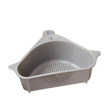 Triangle Sink Kitchen Storage Drain Basket Rack Shelf Holder Strainer Organizer - Grey.