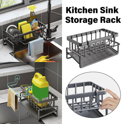 Kitchen Sink Caddy Storage Organizer Steel Sponge Soap Brush Holder Faucet Rack.
