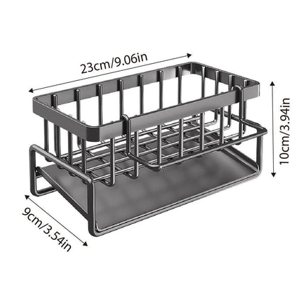 Kitchen Sink Caddy Storage Organizer Steel Sponge Soap Brush Holder Faucet Rack.