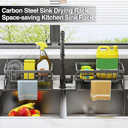 Kitchen Sink Caddy Storage Organizer Steel Sponge Soap Brush Holder Faucet Rack.