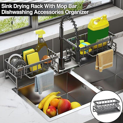 Kitchen Sink Caddy Storage Organizer Steel Sponge Soap Brush Holder Faucet Rack.