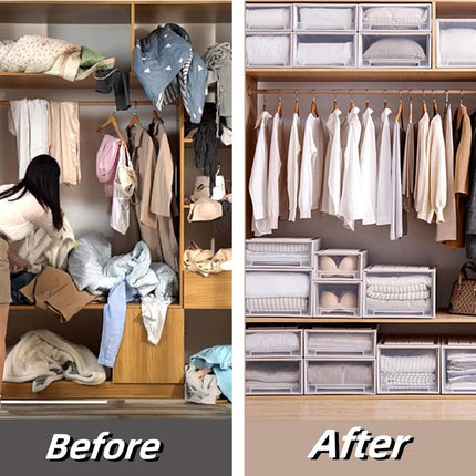Transparent Stackable Drawer Storage Box for Shoes Clothes Household Organiser.