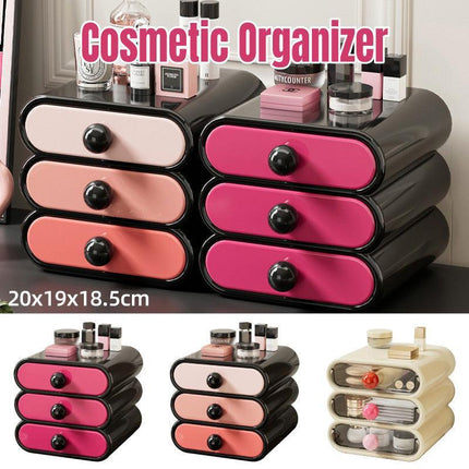 Drawer Cosmetic Organizer Desktop Storage Organizer for Makeup Desk Accessories - White.