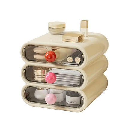 Drawer Cosmetic Organizer Desktop Storage Organizer for Makeup Desk Accessories - White.
