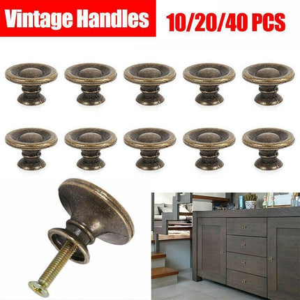 10/20/40Pcs Antique Brass Drawer Knobs Vintage Cabinet Handles Cupboard Pulls - 10PCS.