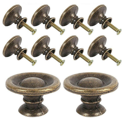 10/20/40Pcs Antique Brass Drawer Knobs Vintage Cabinet Handles Cupboard Pulls - 10PCS.