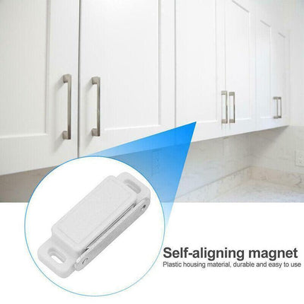 2/6/10/24/48Pcs White Magnetic Door Catch Cupboard Cabinet Wardrobe Drawer Latch - 2PCS.