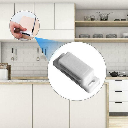 2/6/10/24/48Pcs White Magnetic Door Catch Cupboard Cabinet Wardrobe Drawer Latch - 2PCS.