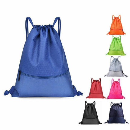 Backpack Sport Pack String Tote Gym Bag Cinch Sack School Drawstring Capacity - Dark Blue.