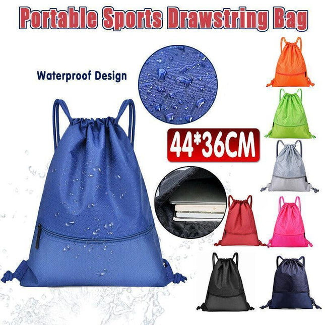 Backpack Sport Pack String Tote Gym Bag Cinch Sack School Drawstring Capacity - Green.