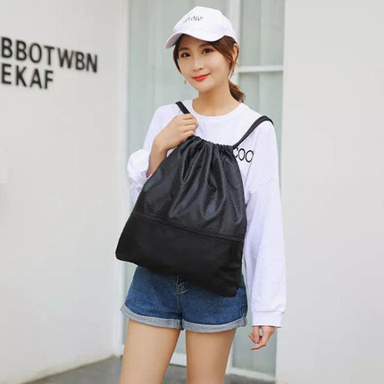 Backpack Sport Pack String Tote Gym Bag Cinch Sack School Drawstring Capacity - Green.