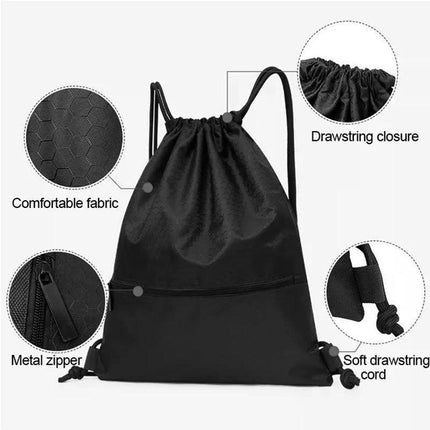 Backpack Sport Pack String Tote Gym Bag Cinch Sack School Drawstring Capacity - Grey.