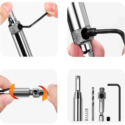 4X Self-Centering Drill Bits Hex Shank Pilot Door Drawer Hinge Hole Screw Guide.