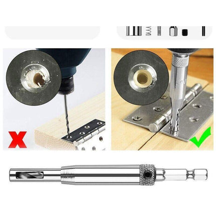 4X Self-Centering Drill Bits Hex Shank Pilot Door Drawer Hinge Hole Screw Guide.