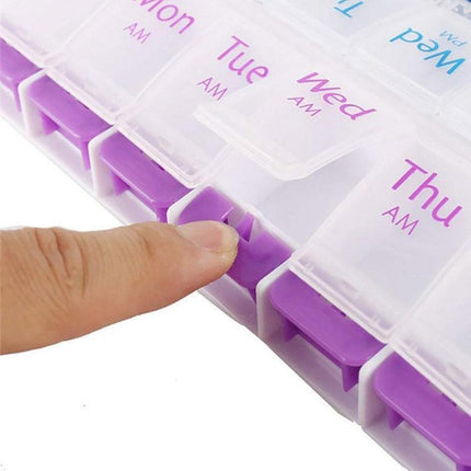 14 Slot 7 Day Pill Box Dispenser Medicine Organiser Am Case Medication Au Stock.