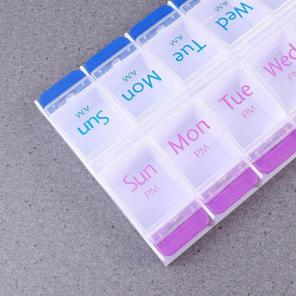 14 Slot 7 Day Pill Box Dispenser Medicine Organiser Am Case Medication Au Stock.
