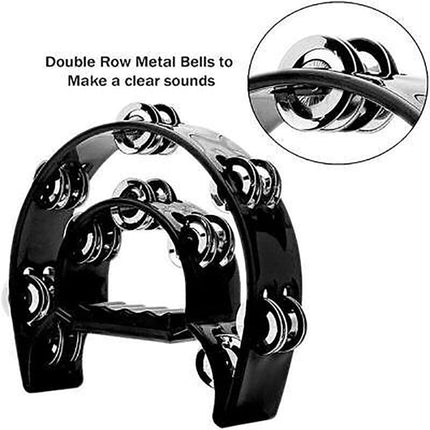 Double Half Moon Tambourine Handheld Musical Percussion Instrument Bell Drum - Blue.