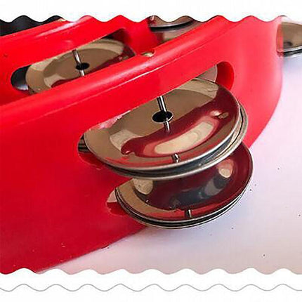 Double Half Moon Tambourine Handheld Musical Percussion Instrument Bell Drum - Green.