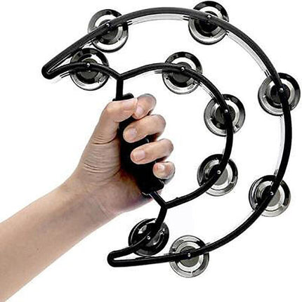 Double Half Moon Tambourine Handheld Musical Percussion Instrument Bell Drum - Green.