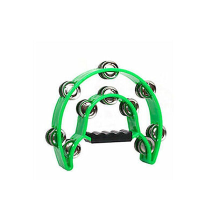 Double Half Moon Tambourine Handheld Musical Percussion Instrument Bell Drum - Green.