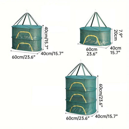 Anti Mosquito Fully Enclosed Drying Net Basket for Fish Vegetables Fruit Herbs - Double layer.
