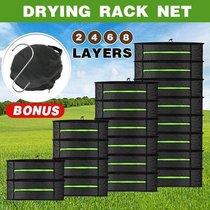2-8 Tier Drying Net Large Shelf Hydroponic Hanging Grow Herb Plant Dry - 6 Layers.