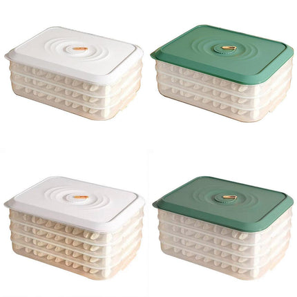 3/4 Layer Large Capacity Dumpling Box Sealed Fresh Wonton Storage Container - White-3 Layer.