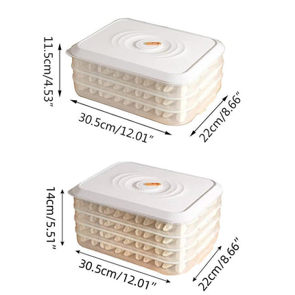 3/4 Layer Large Capacity Dumpling Box Sealed Fresh Wonton Storage Container - White-3 Layer.